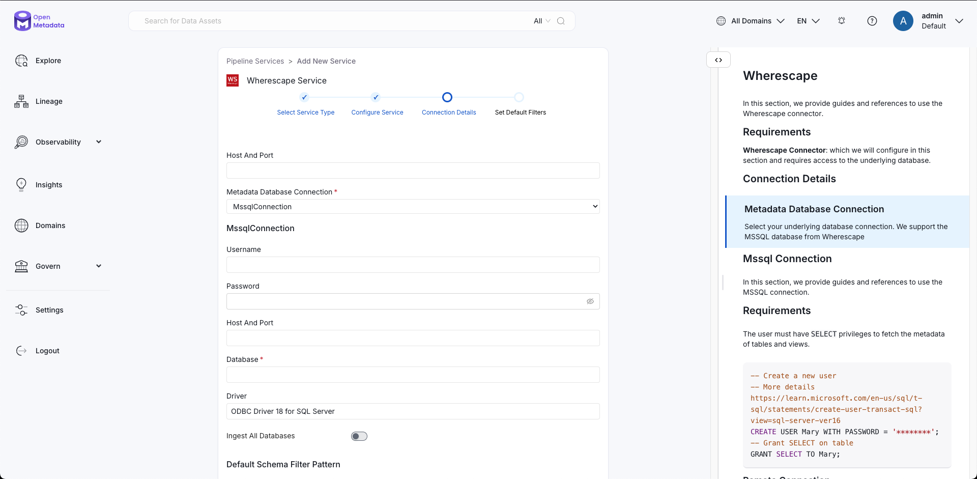 Configure Service connection
