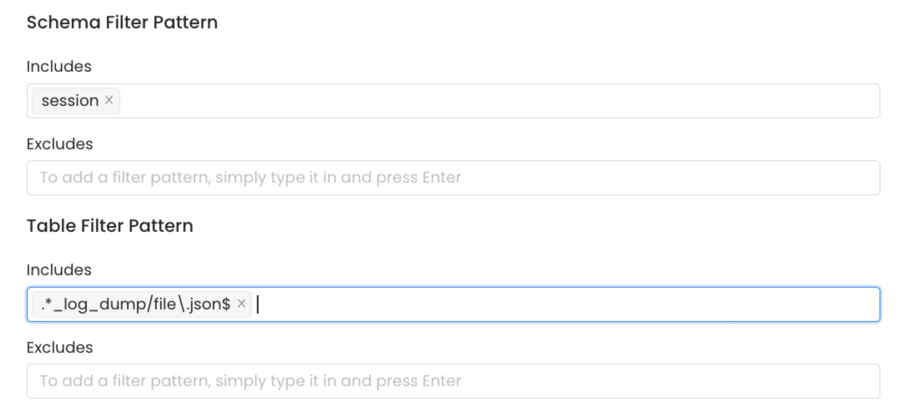 Table Filter Pattern Example 3