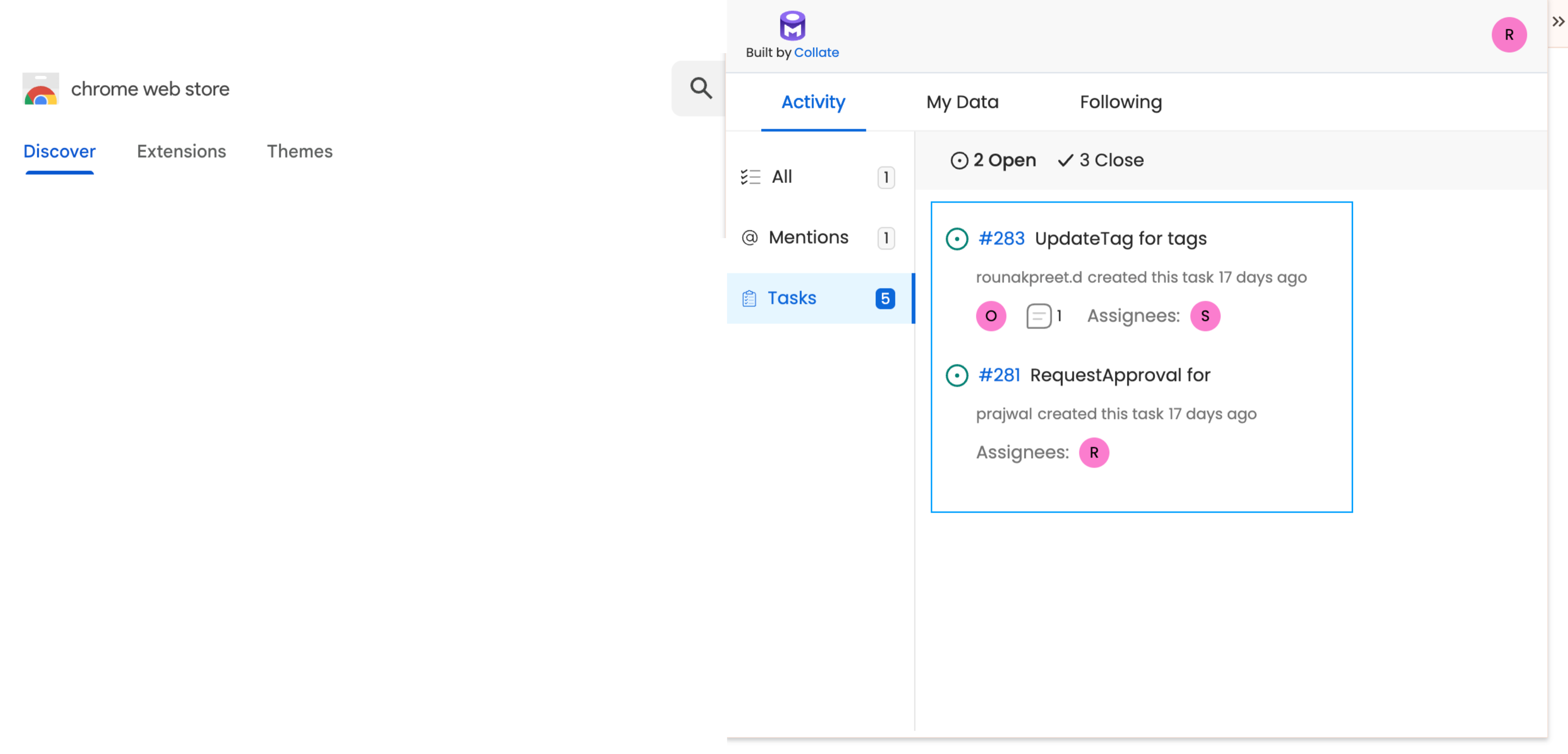Task in the Activity Feed
