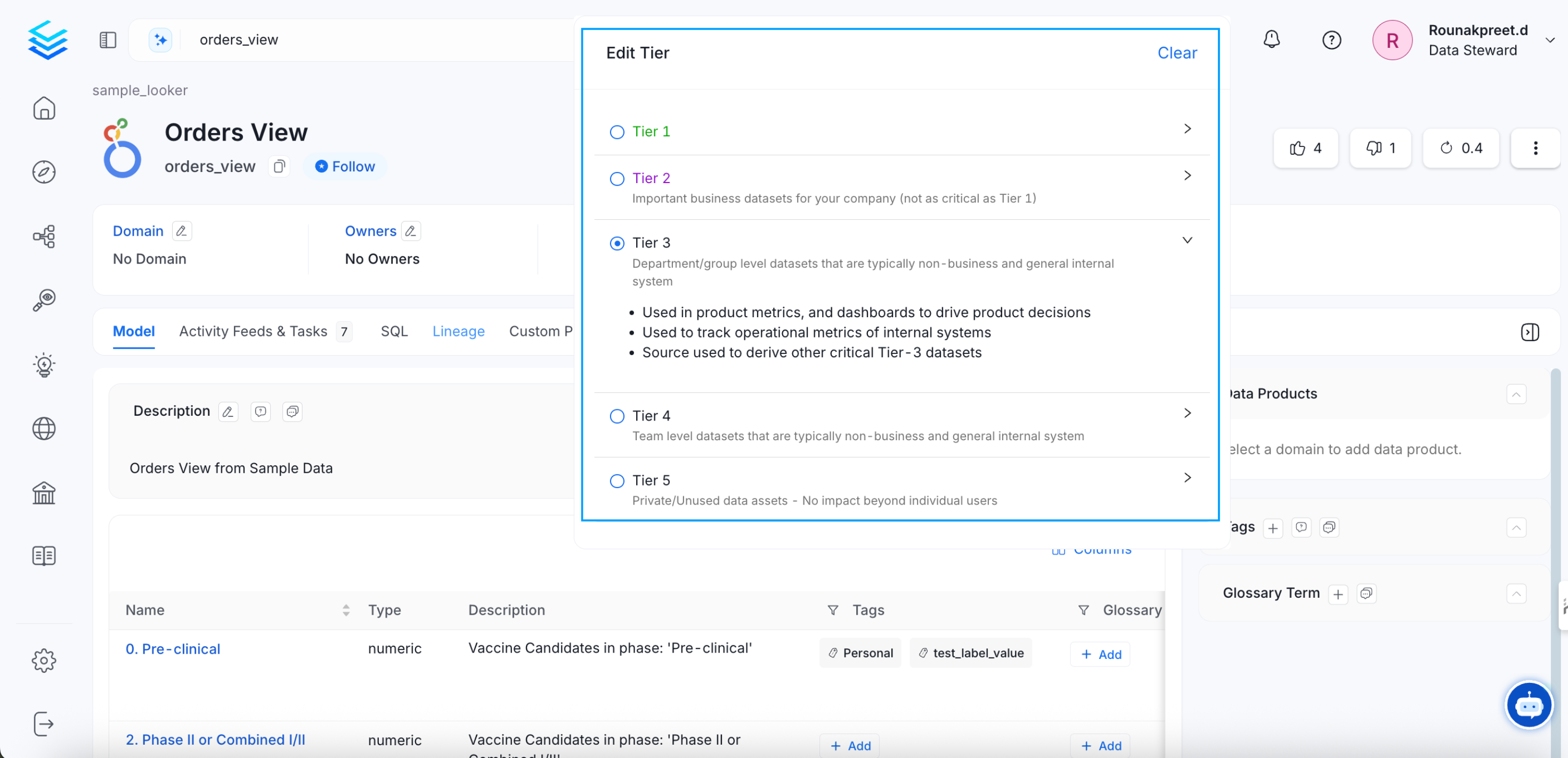 Add a Tier to Data Asset