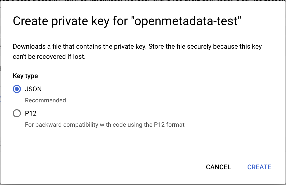 Download json Key