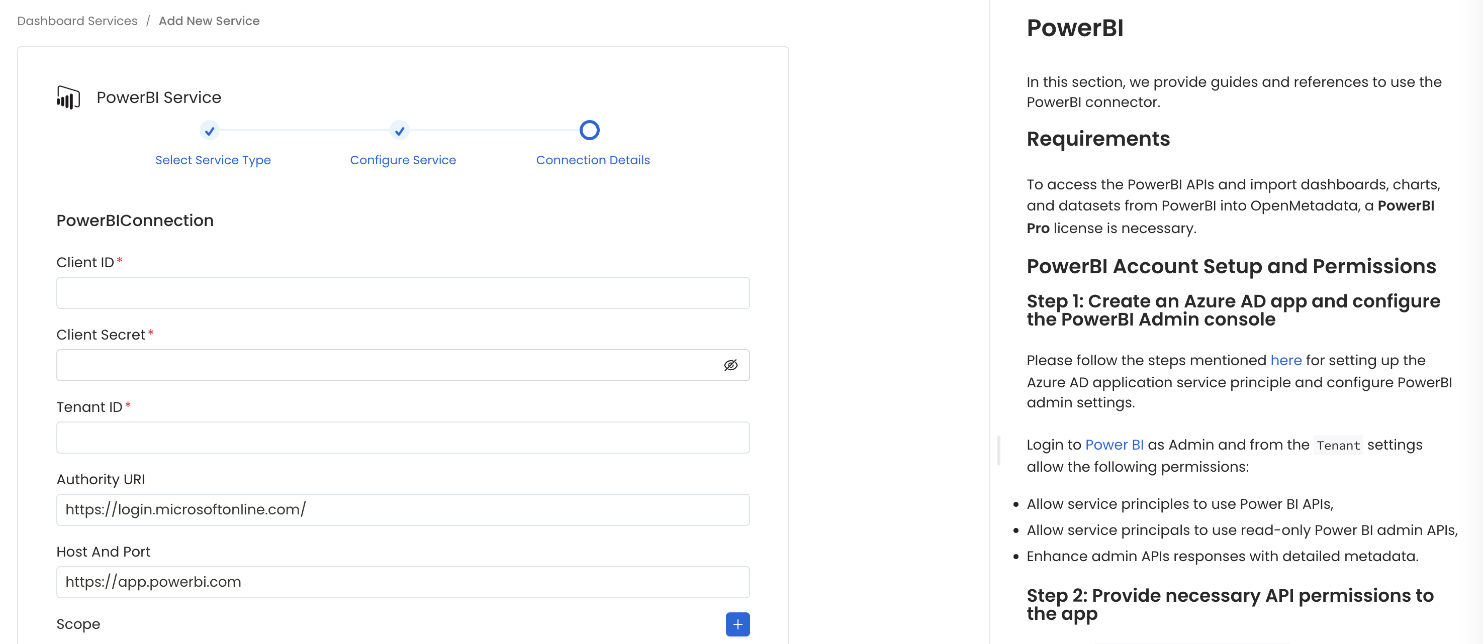 Configure Service connection