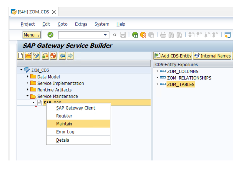 Register odata Service