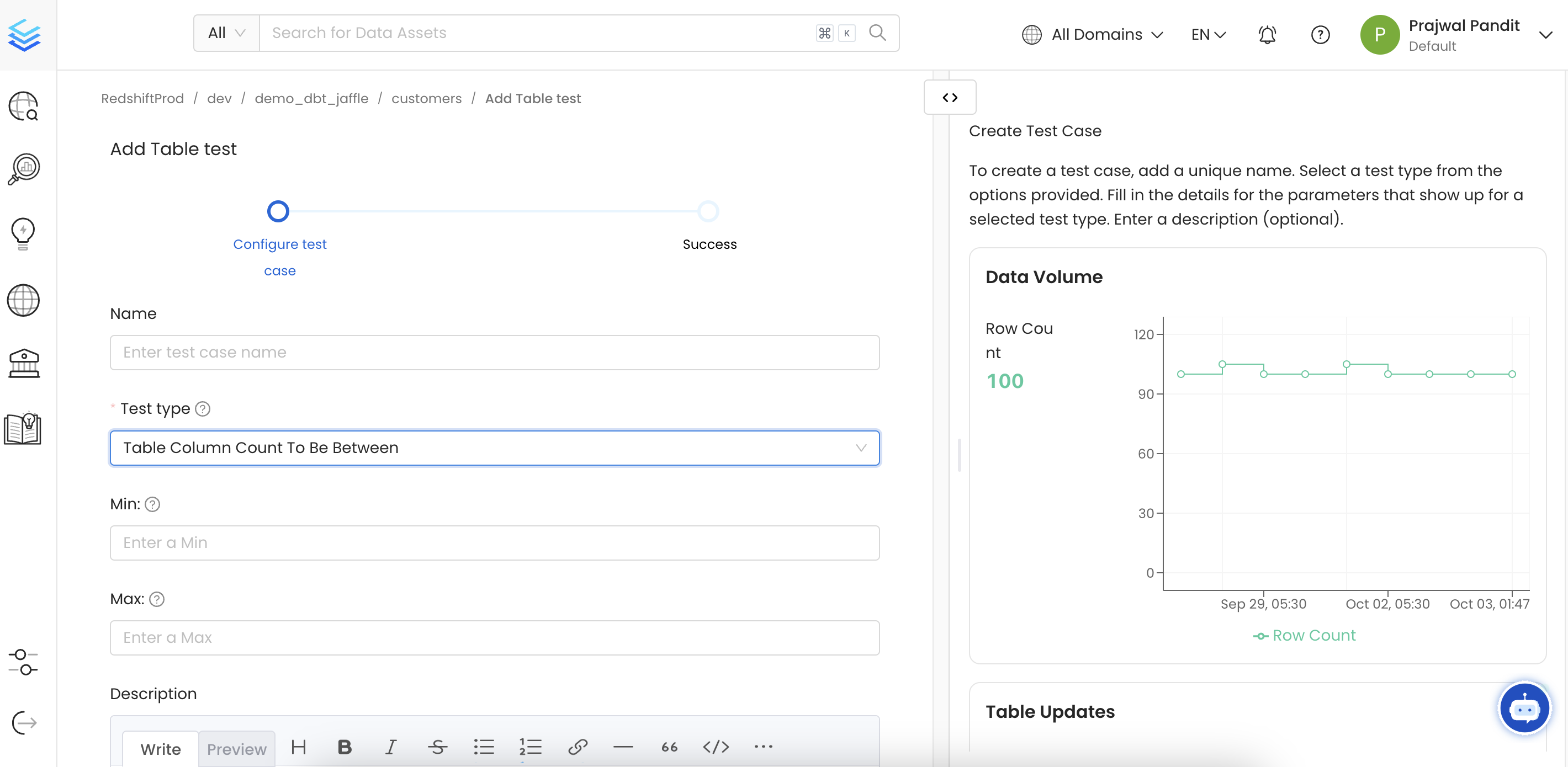 Configure a Table Level Test