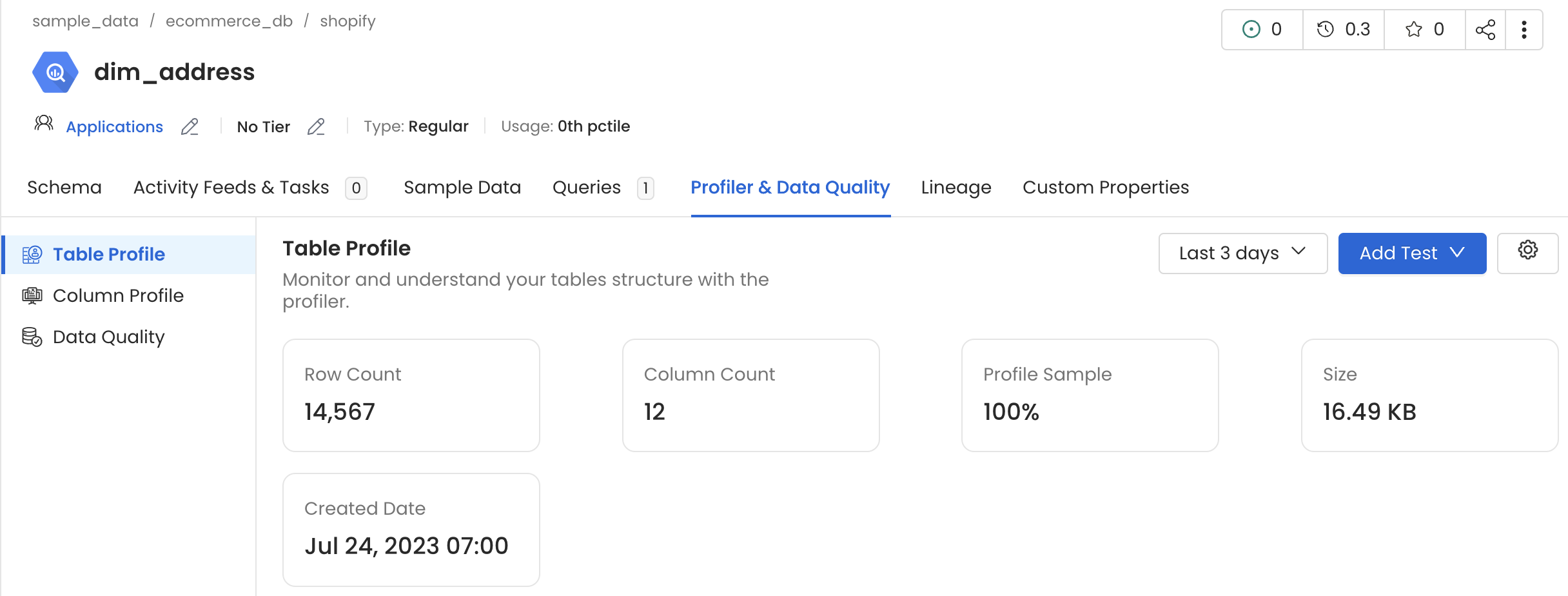 Table Profile