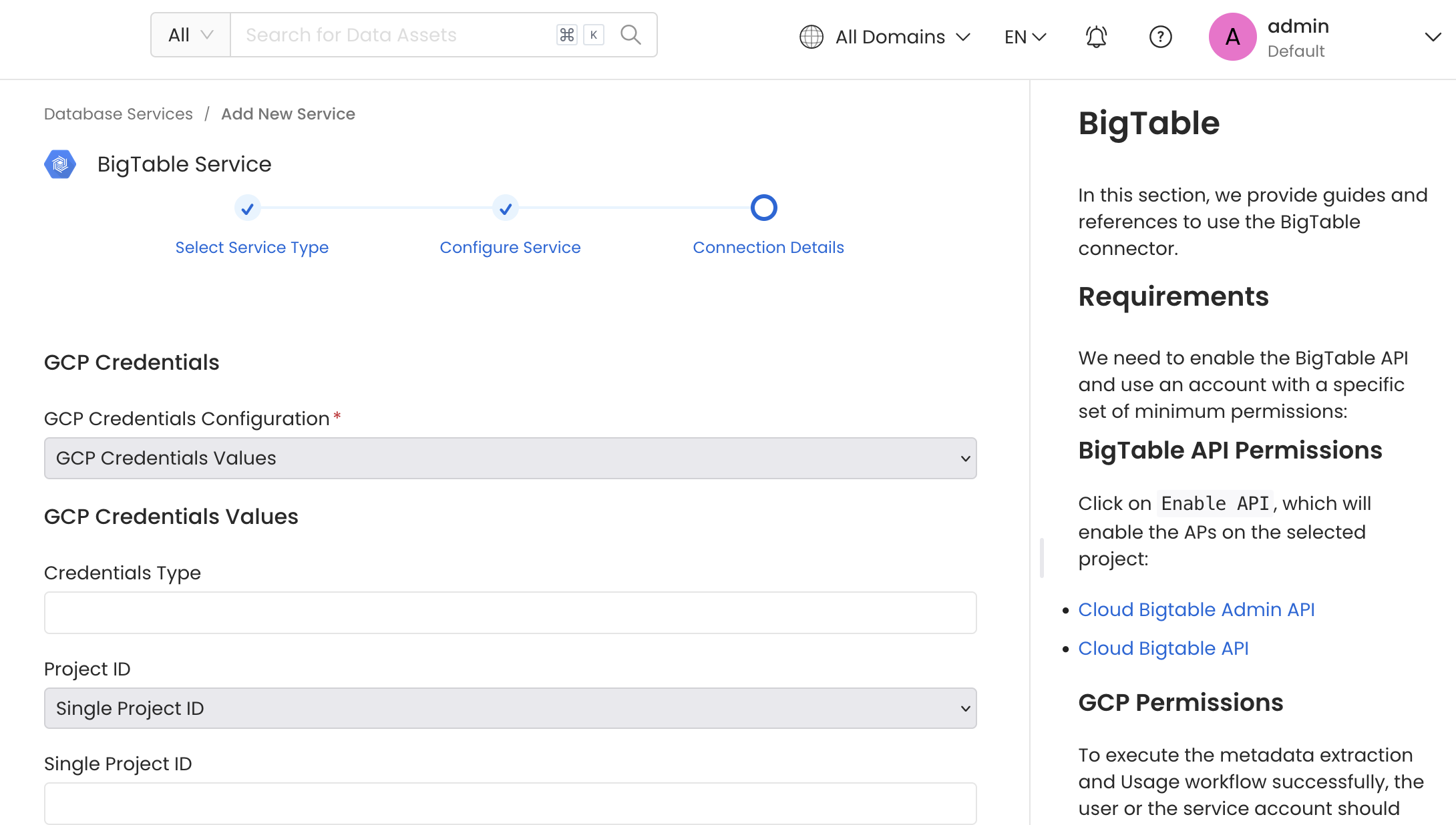 Configure Service connection