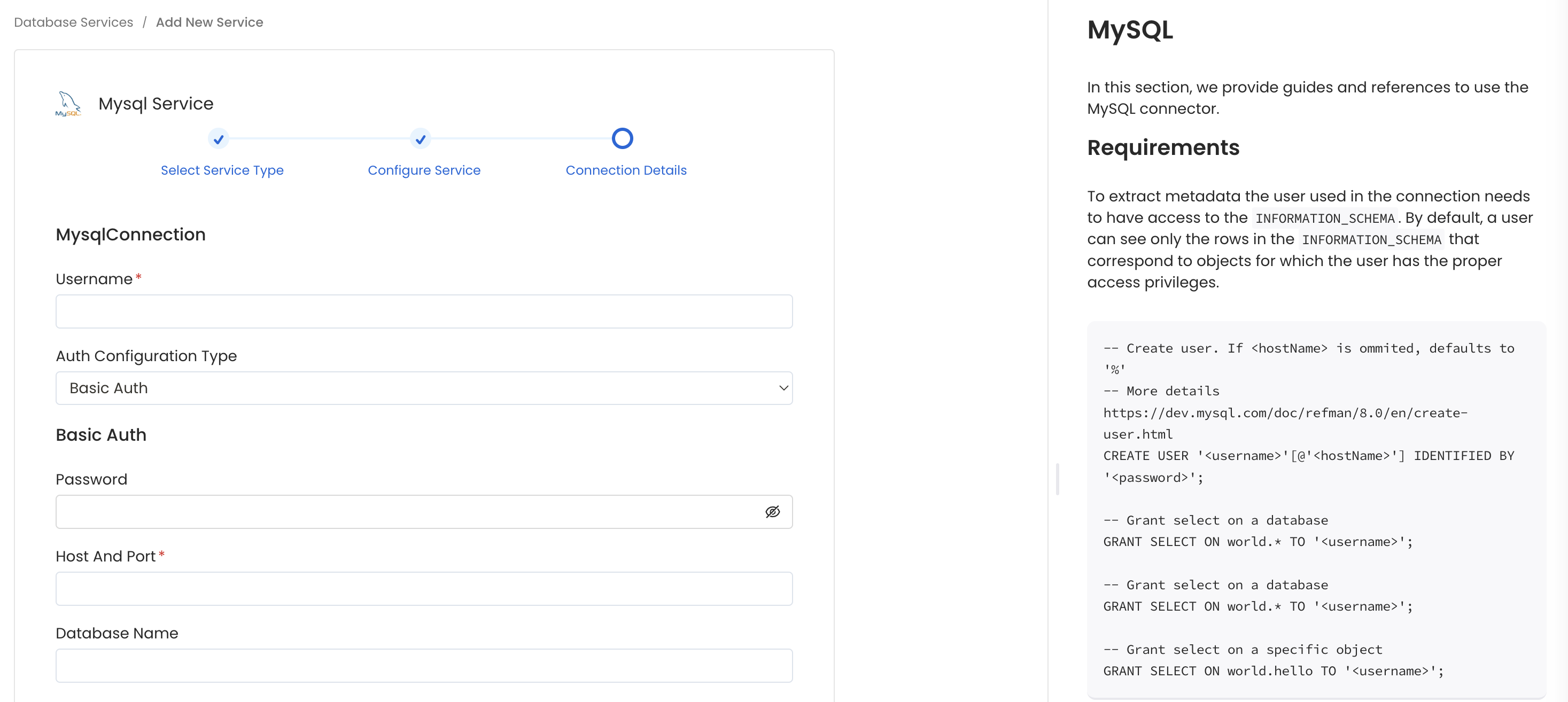 Configure Service connection