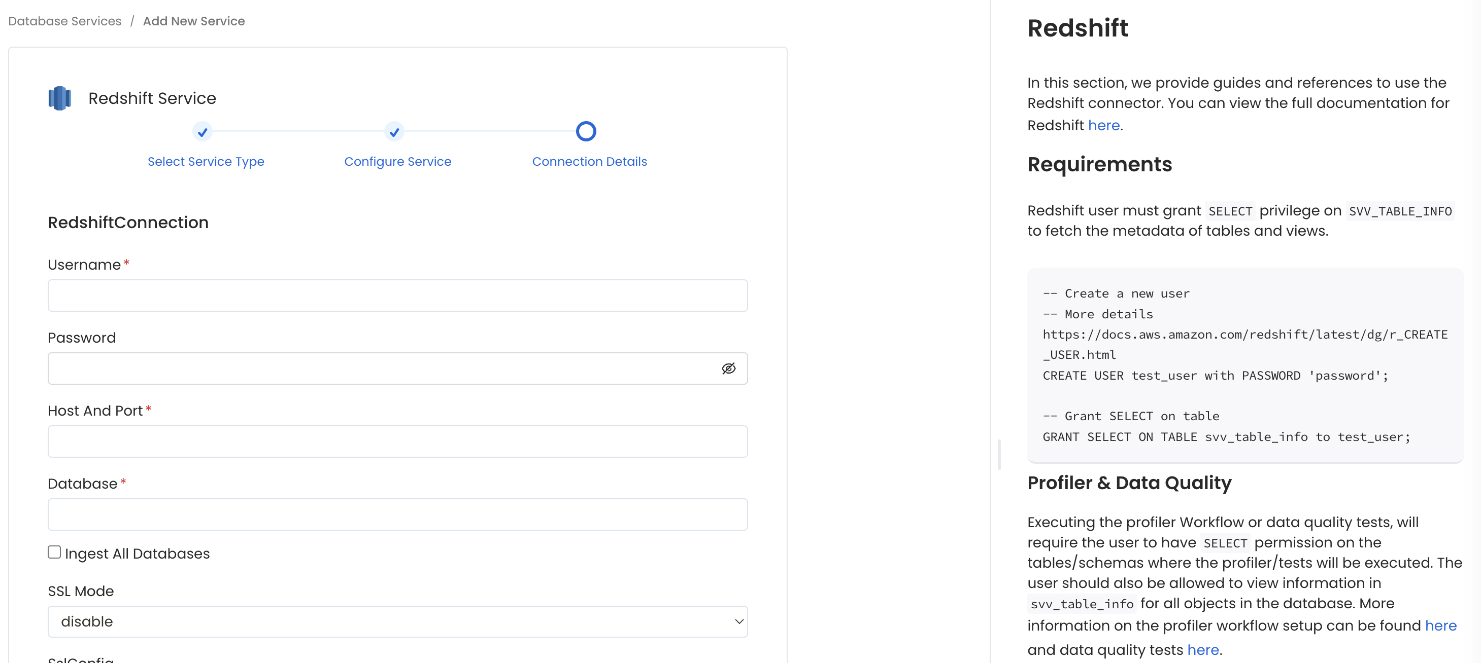 Configure Service connection