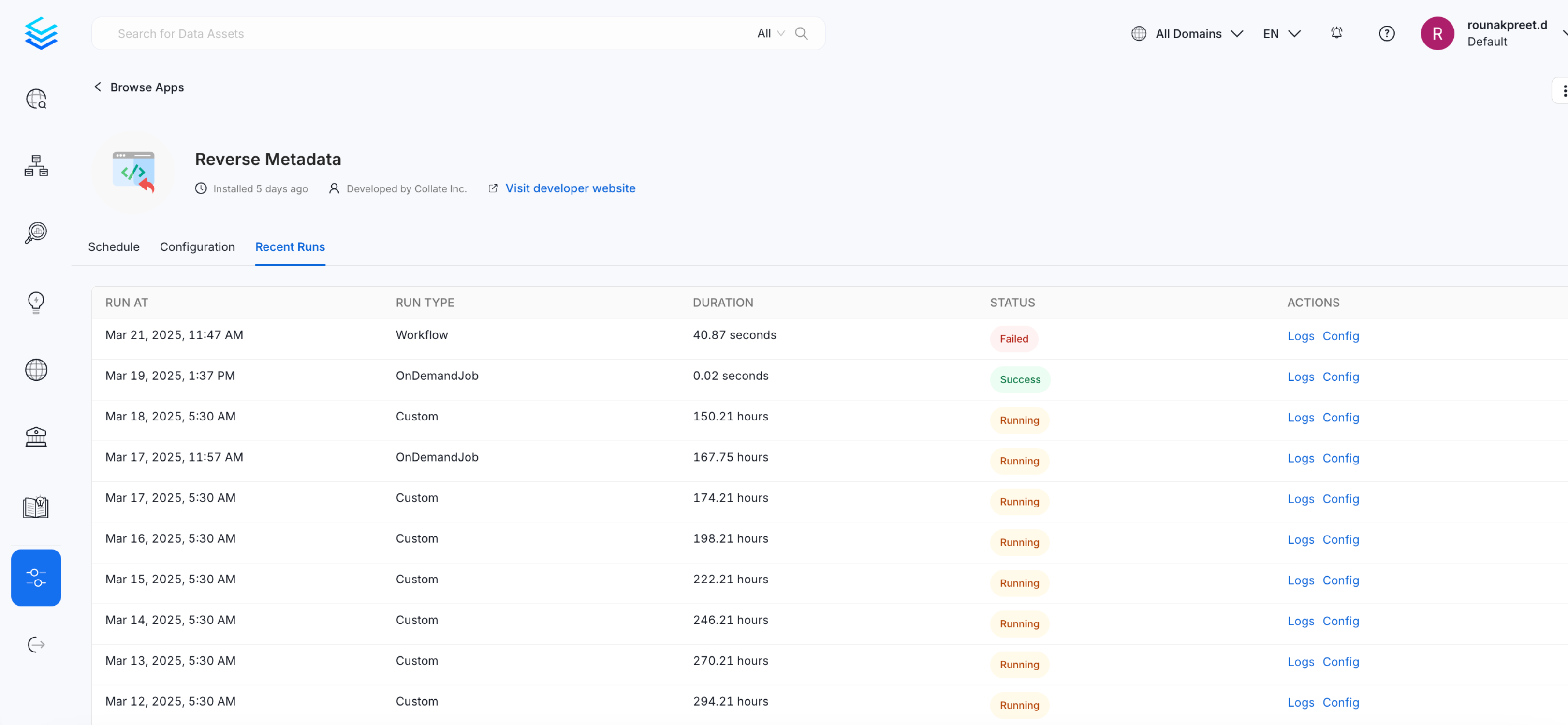 Monitor Reverse Metadata Ingestion