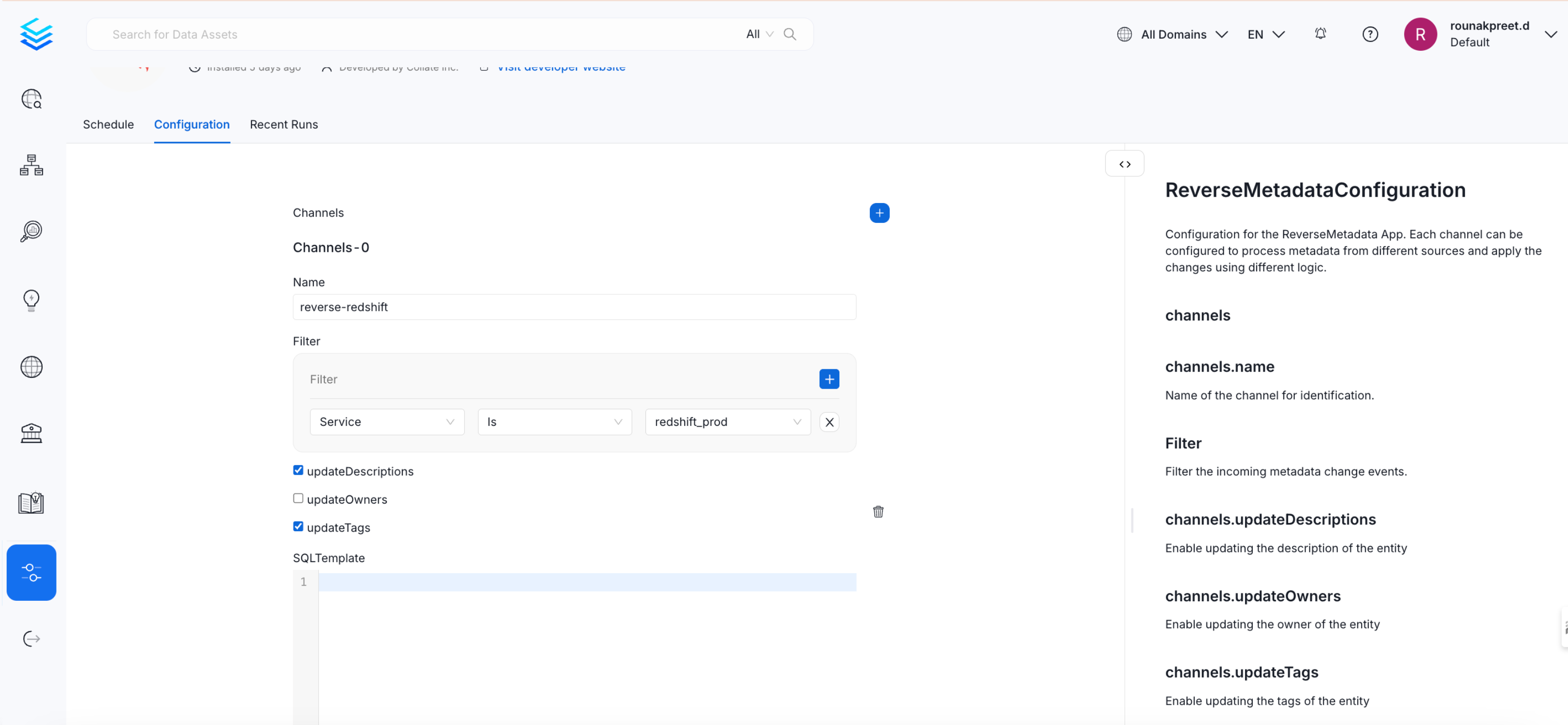 Reverse Metadata Configuration