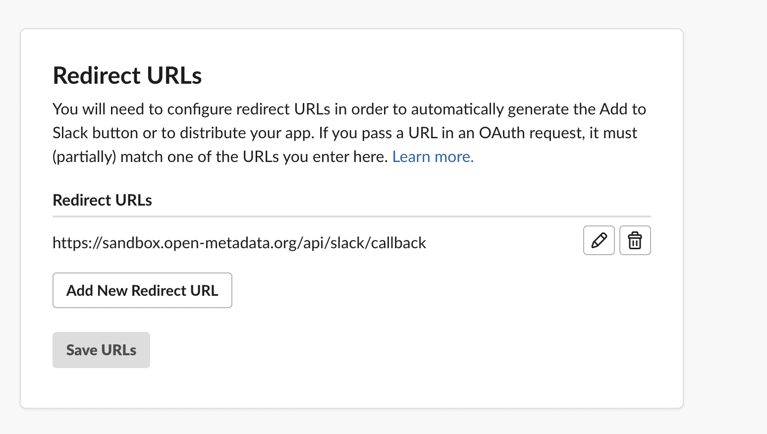 Configure Redirect URLs